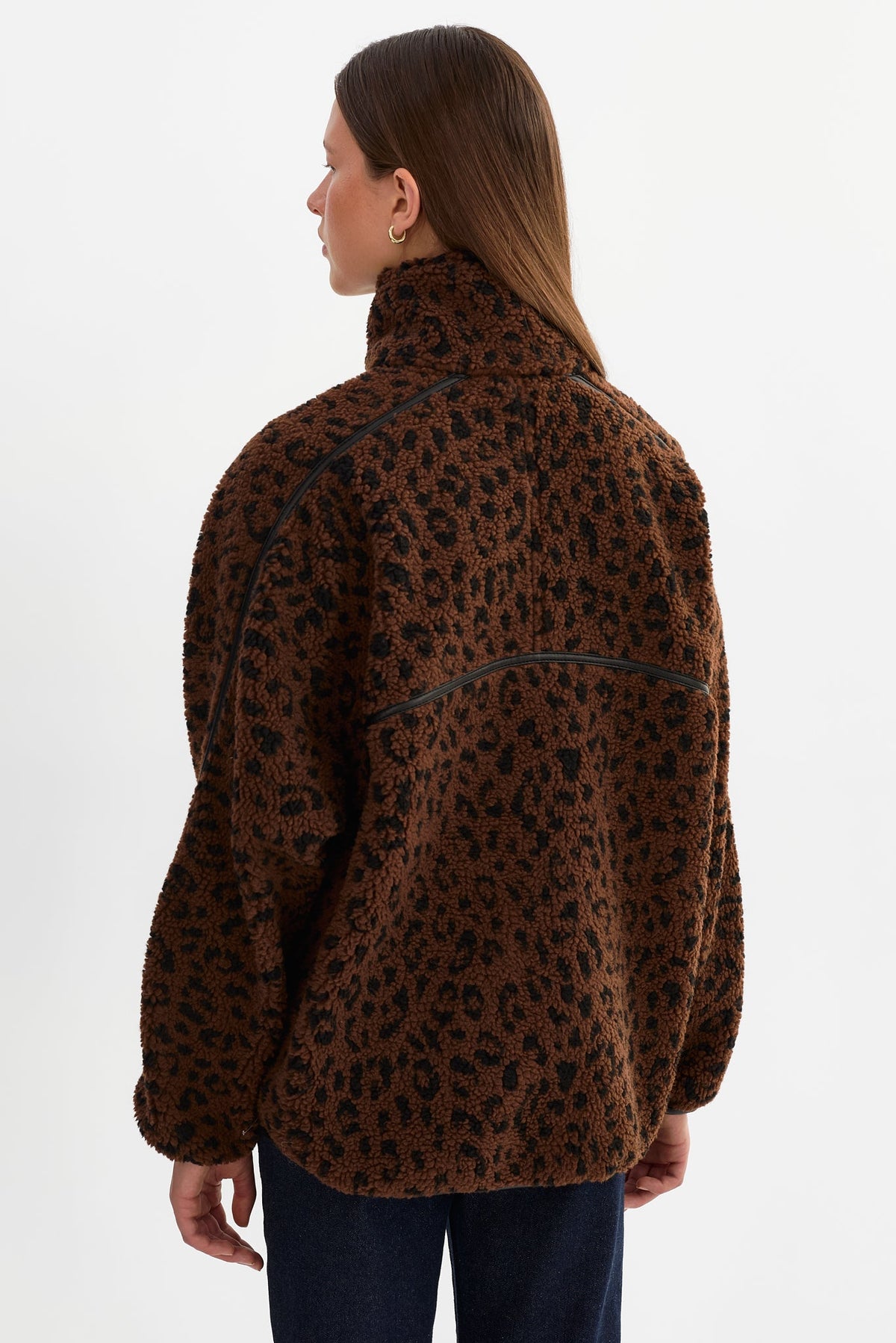 Helsa Leo Knit Polar Fleece Pullover - Leopard