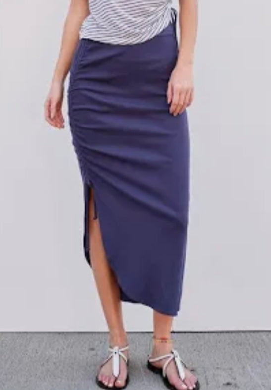 SHIRRED MIDI SKIRT