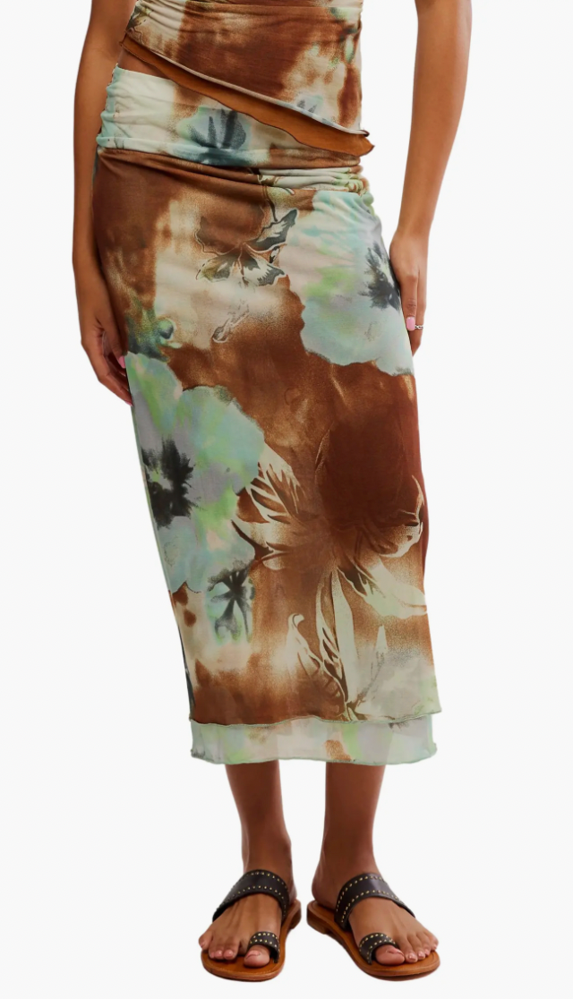 SUNSET PRINT MESH MAXI