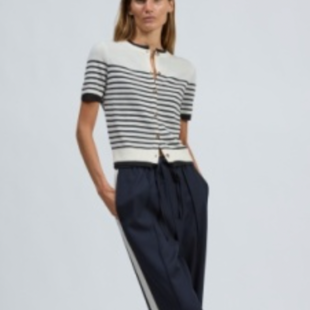 ANNE SS STRIPE CARDIGAN