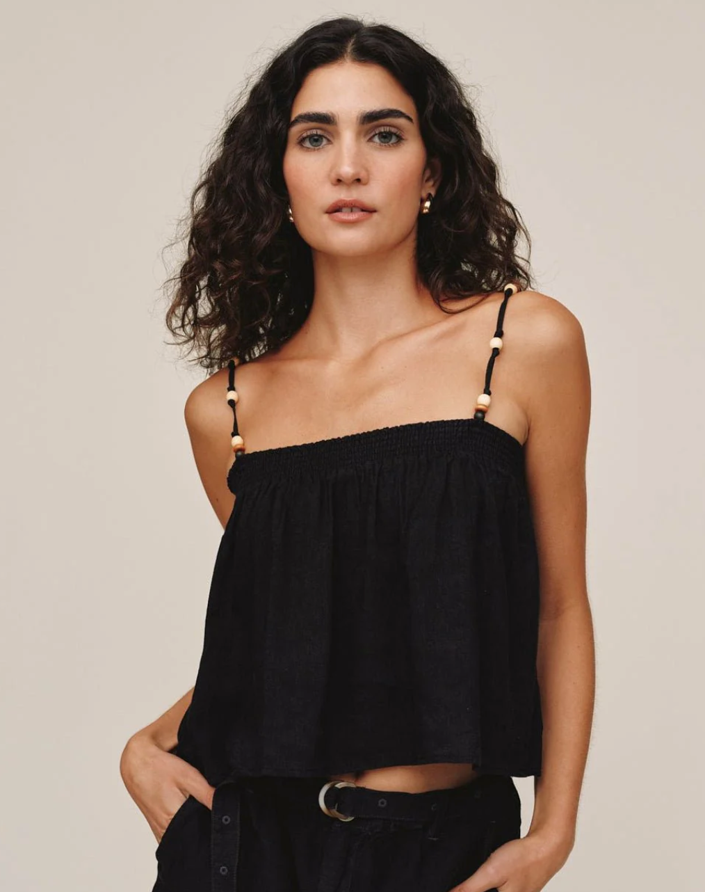 BD Smocked Beaded Strap Tank