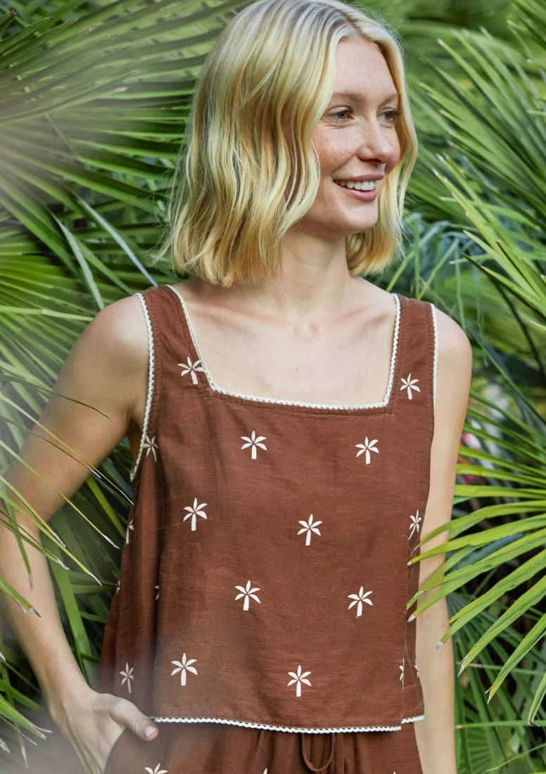 Square Neck Trimmed Tank