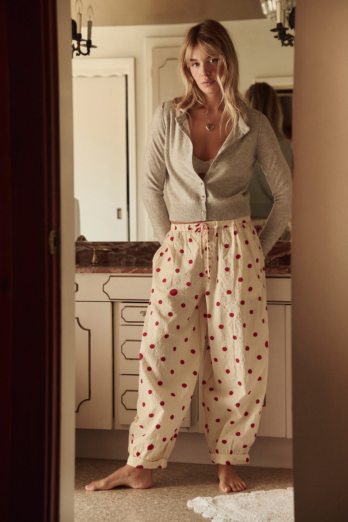 On Repeat PJ Pant in Dots - Ivory Combo