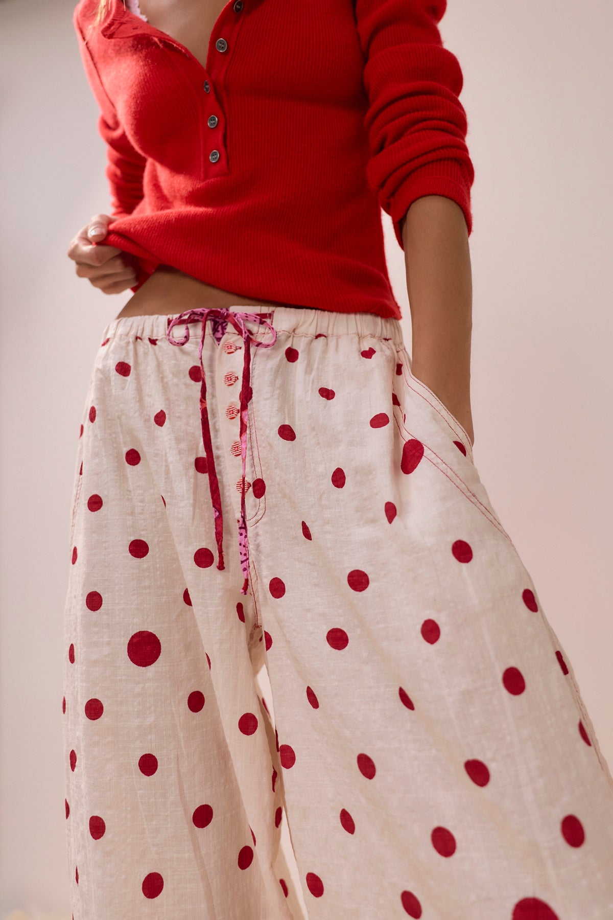 On Repeat PJ Pant in Dots - Ivory Combo