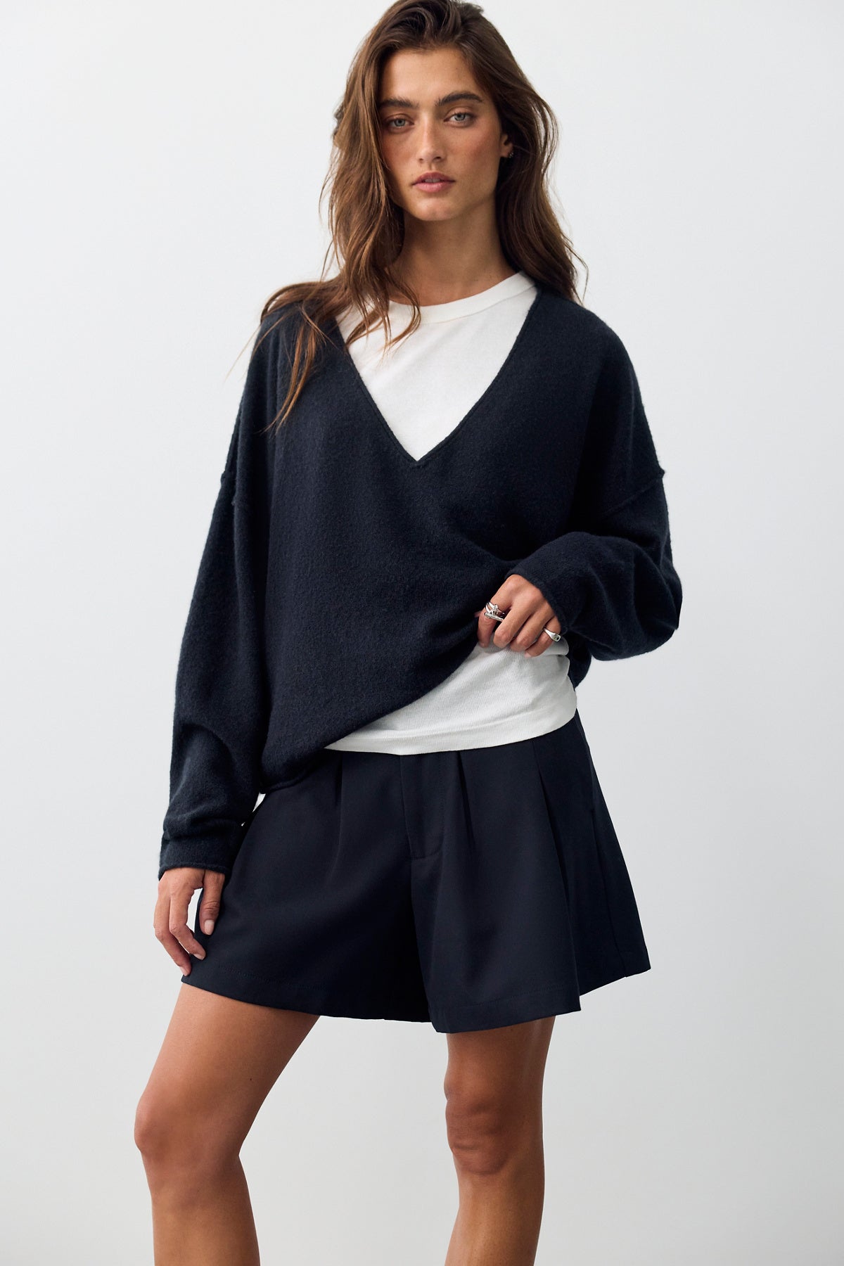 See Me V-Neck Pullover in Black