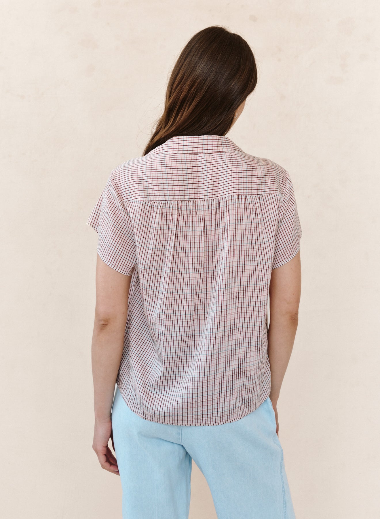 B2091-K43-304 - SHIRRED SHORT SLEEVE SHIRT