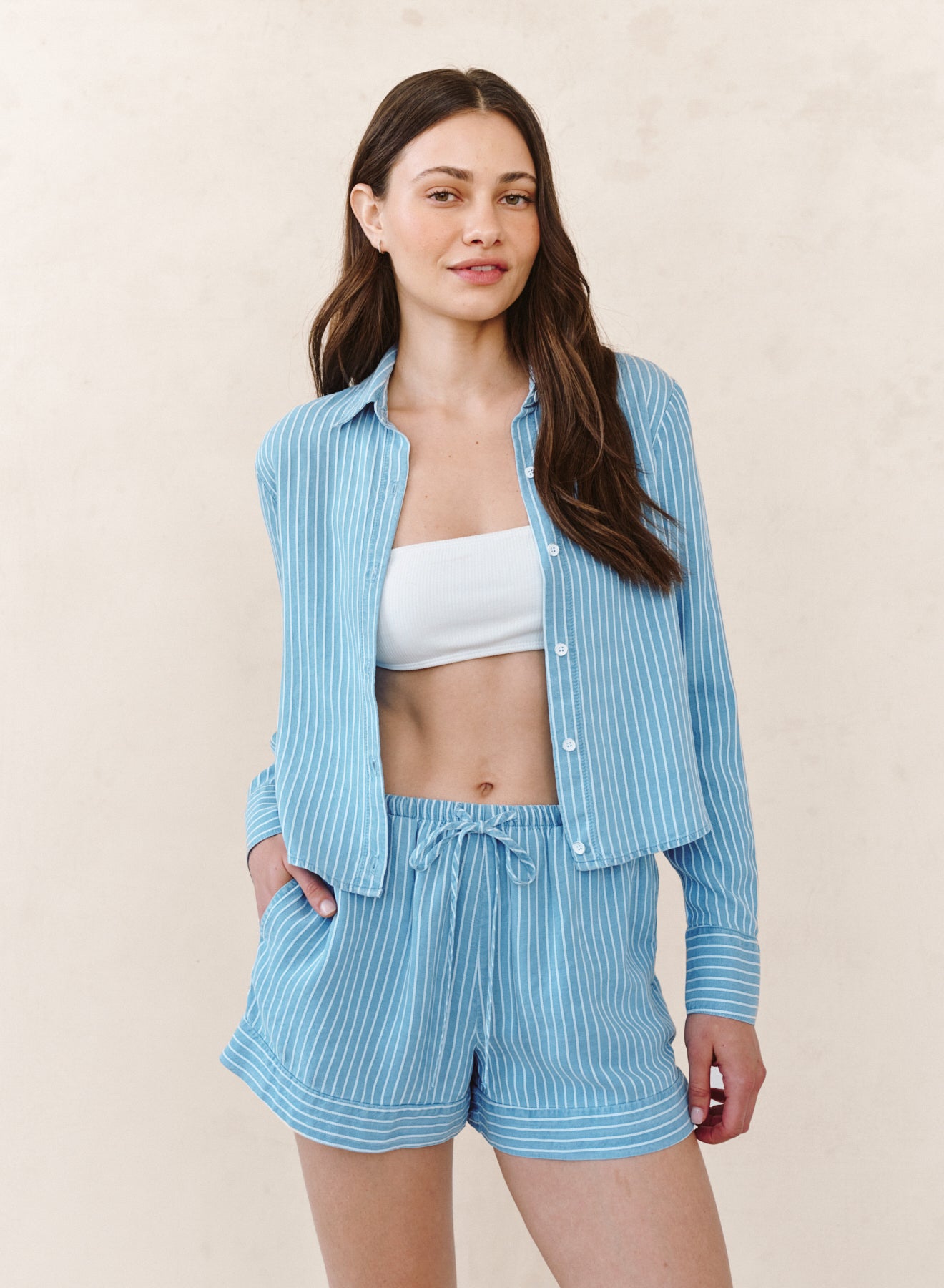 B2078-K47-612 - MIXED STRIPE BUTTON DOWN SHIRT