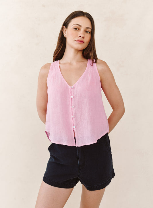 B2096-653-302 - SLEEVELESS PINTUCK V-NECK TOP