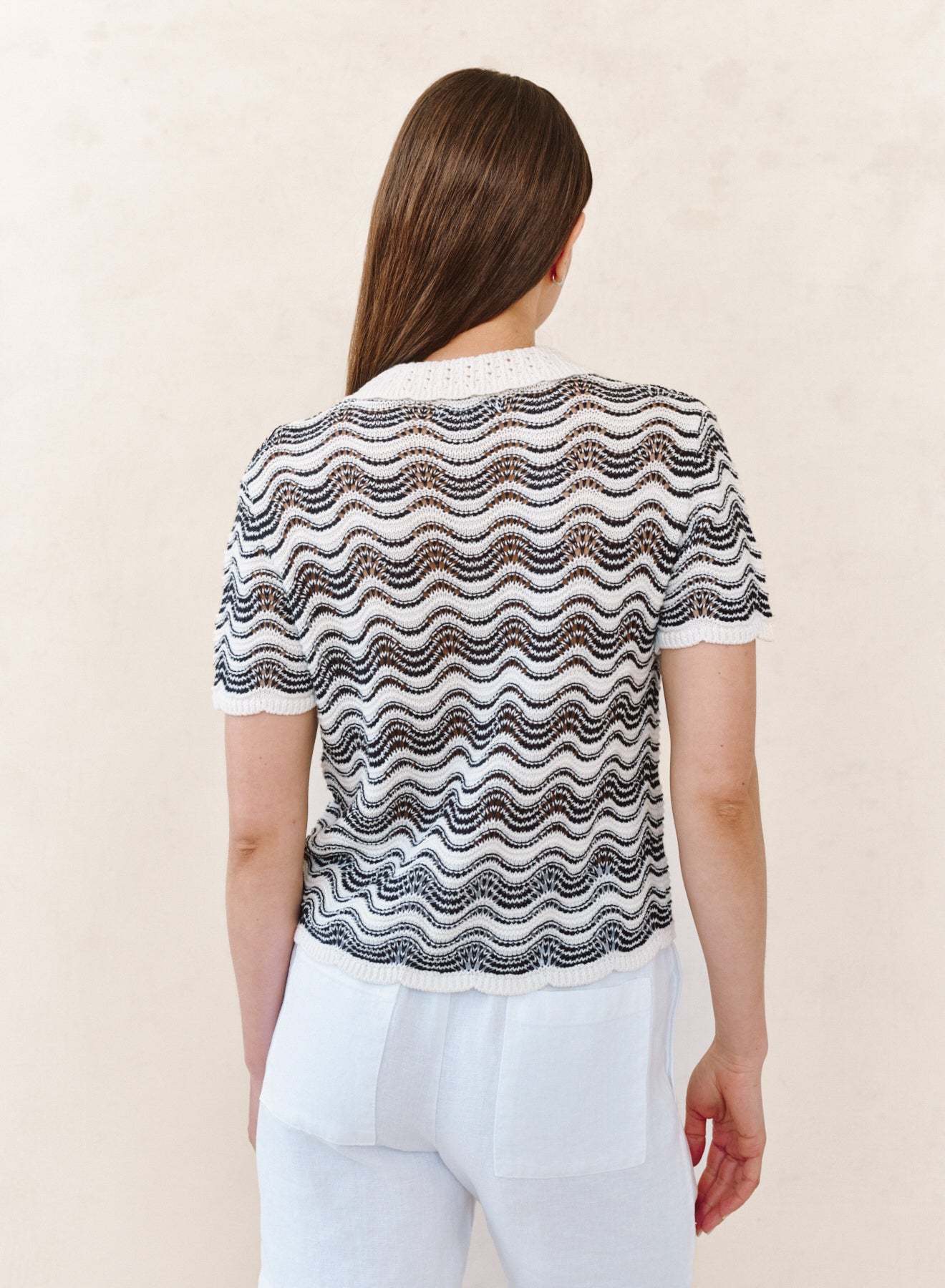 B2285-K78-304 - SHORT SLEEVE COLLAR SWEATER
