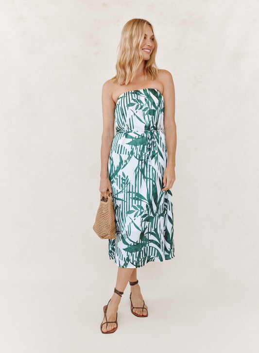 B6612-K59-304 - FLOWY STRAPLESS MIDI DRESS