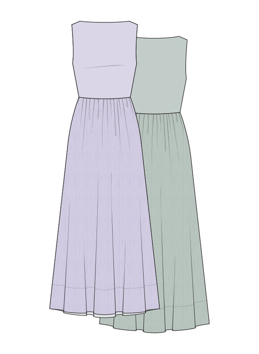 B6619-K41-302 - MIXED CREW NECK MIDI DRESS