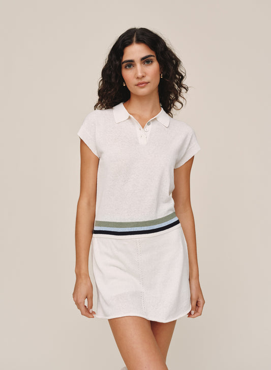 B20083-L34-304 - CAP SLEEVE CONTRAST BAND TOP