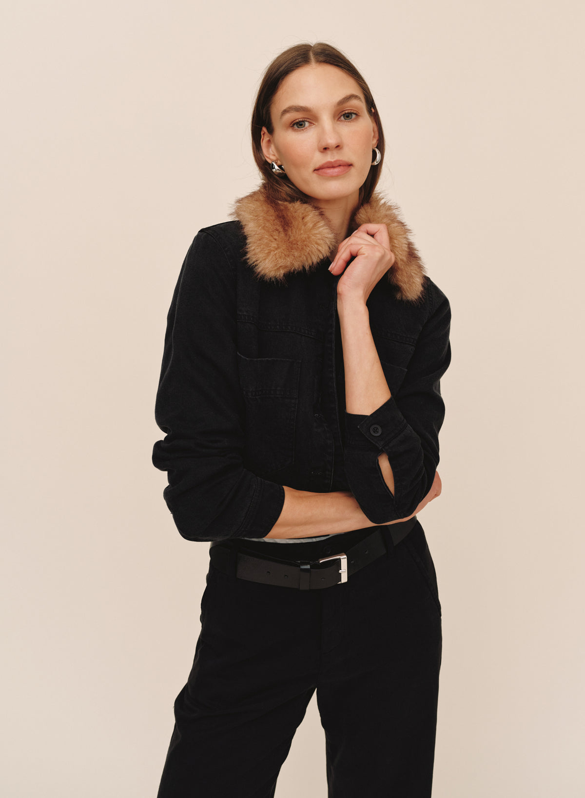 B4094-J26-008 - FUR COLLAR JACKET
