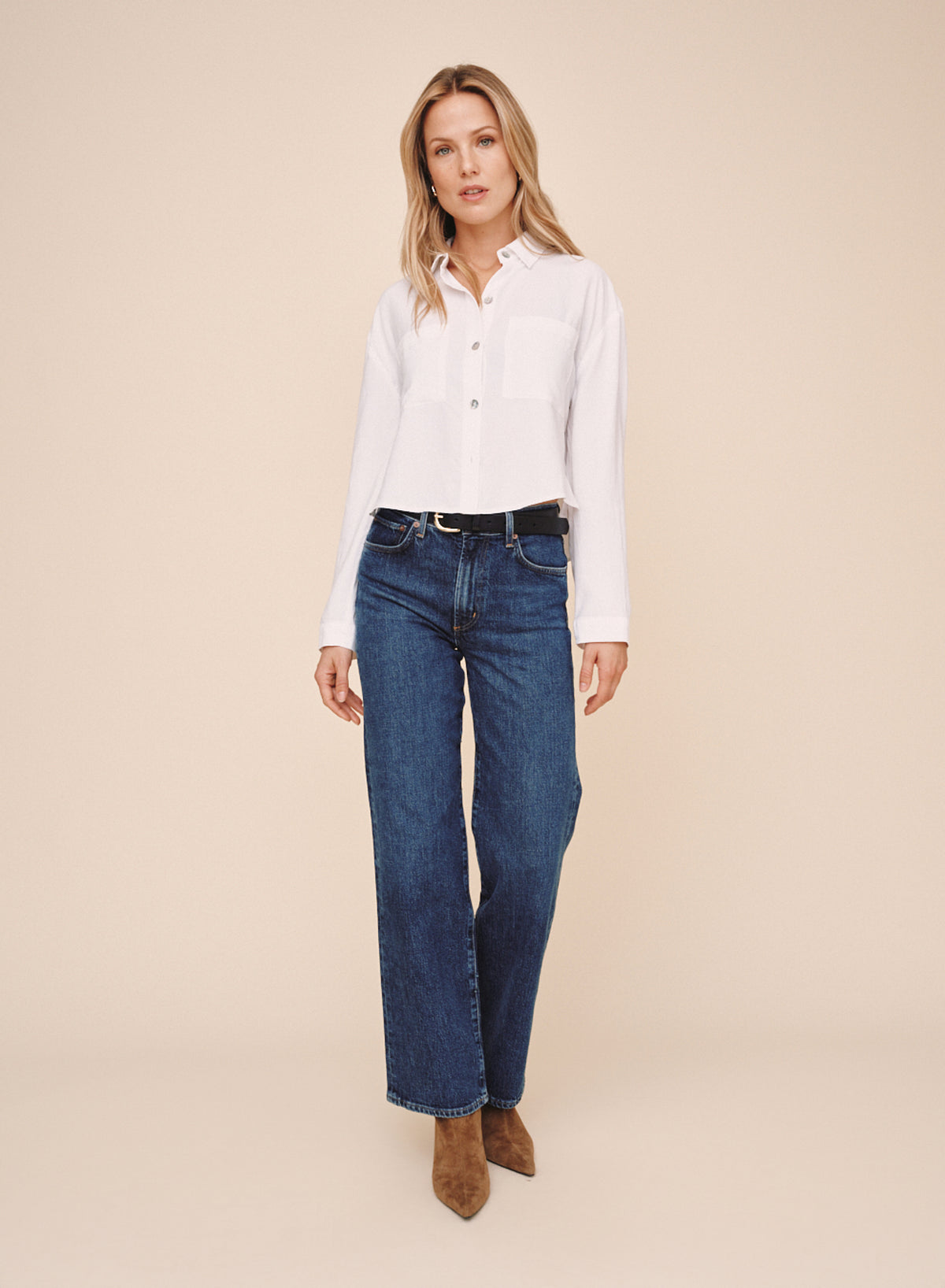 B2395-654-303 - CROPPED BUTTON DOWN