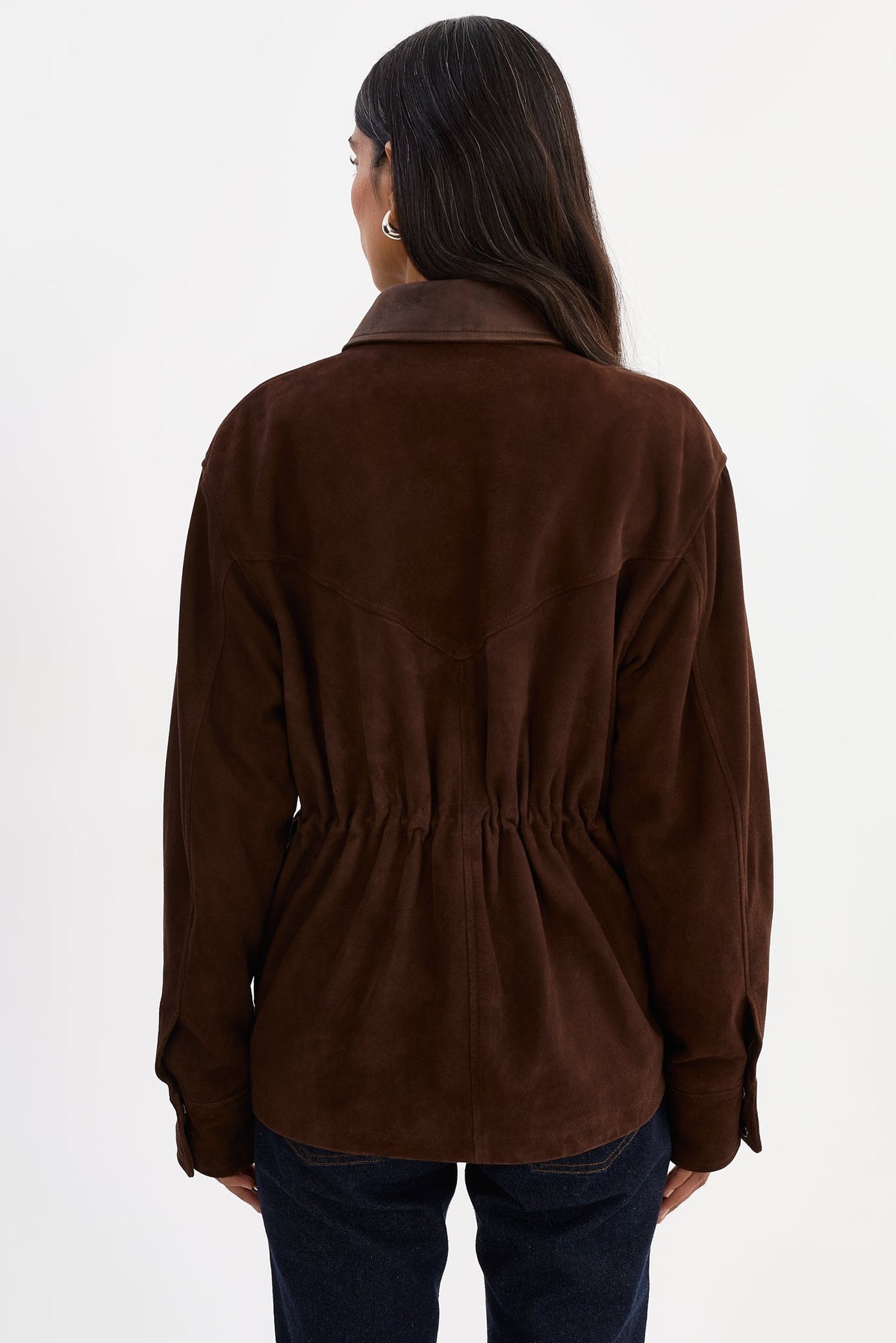 Branka Oversized Suede Barn Jacket - Chocolate Brown