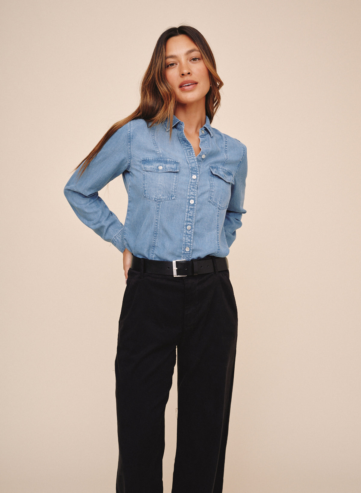 B4921-549-624 - LONG SLEEVE SEAMED SHIRT