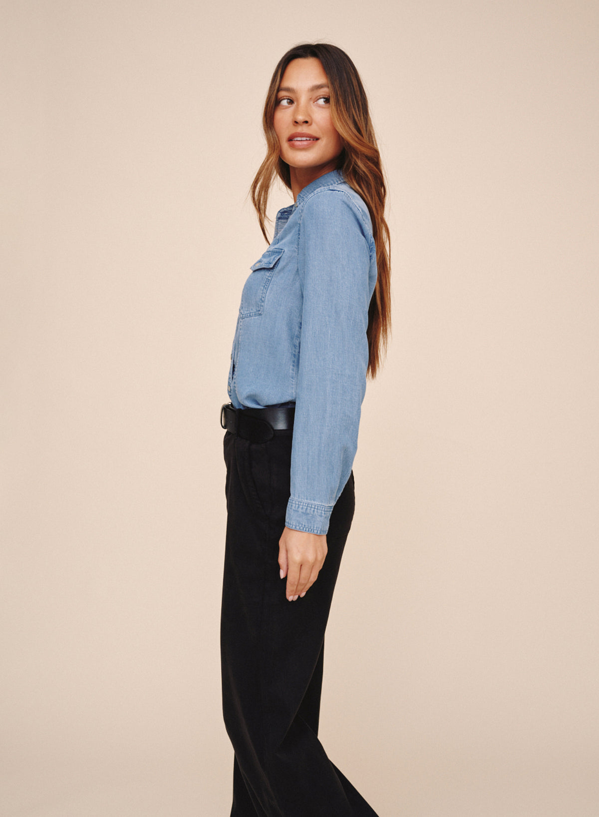 B4921-549-624 - LONG SLEEVE SEAMED SHIRT