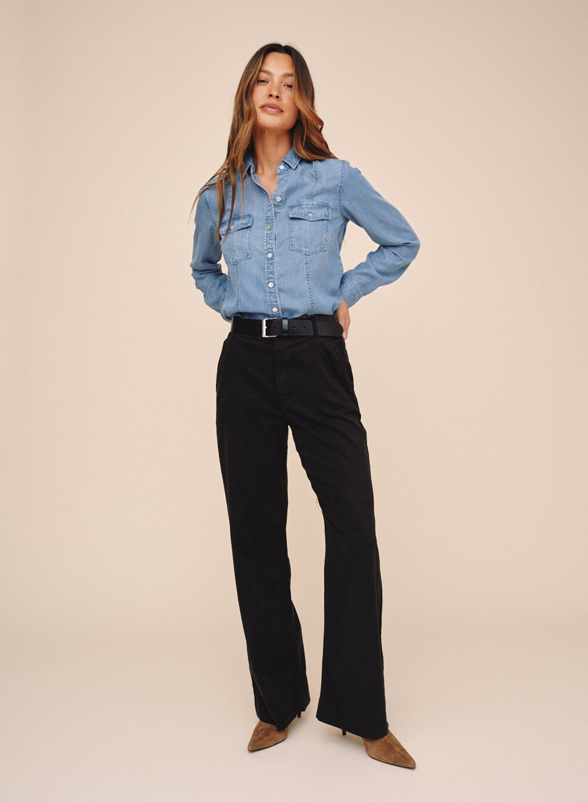 B4921-549-624 - LONG SLEEVE SEAMED SHIRT