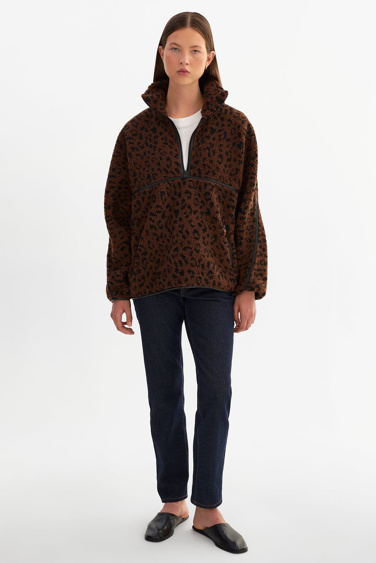 Helsa Leo Knit Polar Fleece Pullover - Leopard