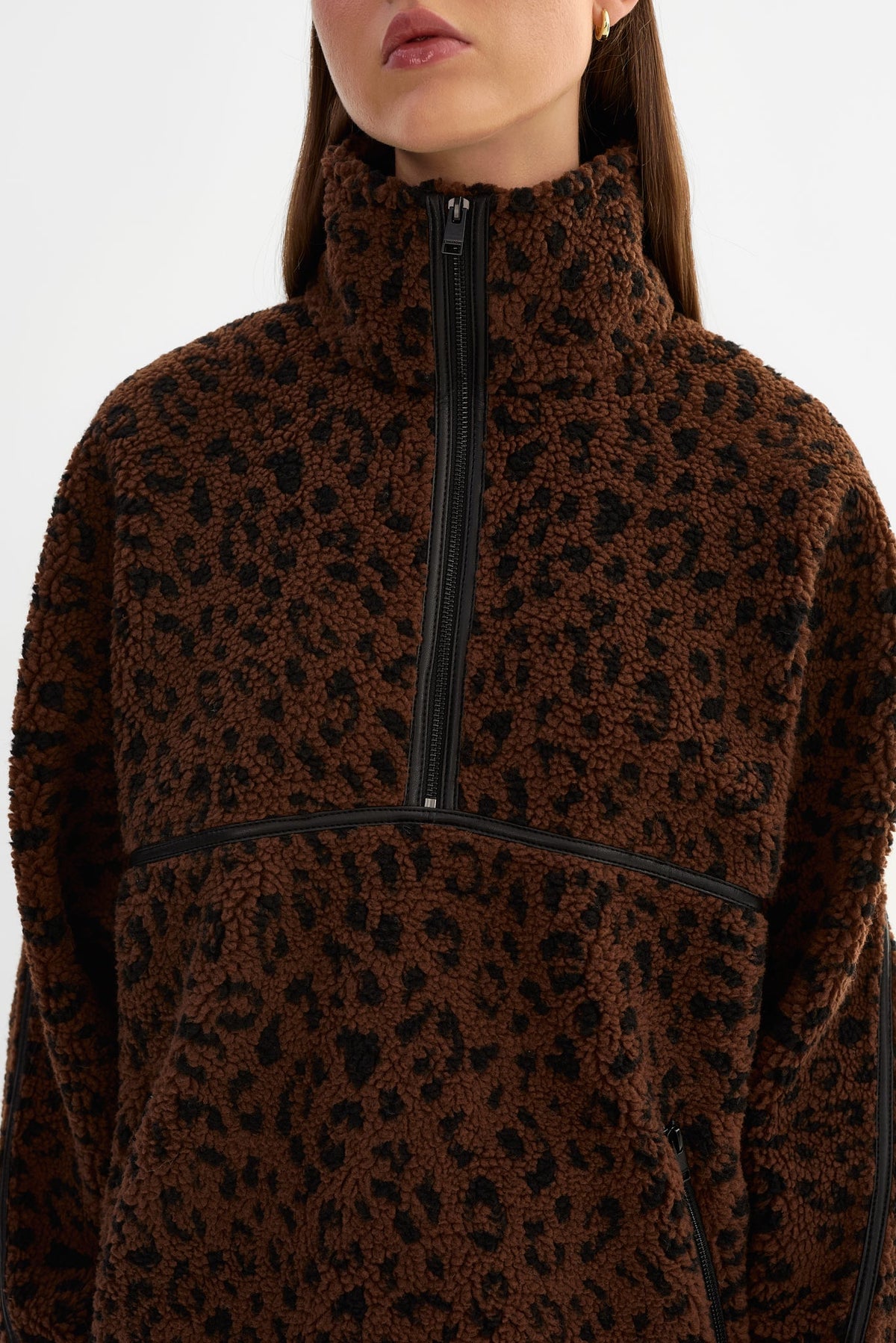 Helsa Leo Knit Polar Fleece Pullover - Leopard