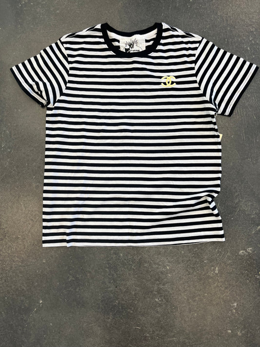 STRIPE T SHIRT EMBROIDERED