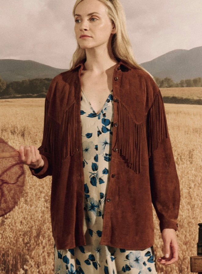 THE GREAT SUEDE FRINGE SHIRT JACET