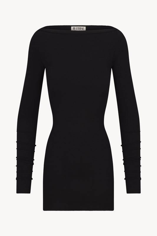 CB4008-49 - LONG SLEEVE BOATNECK MINI DRESS