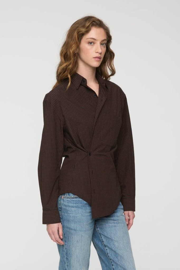 MILA LONG SLEEVE BUTTON DOWN WRAP TOP
