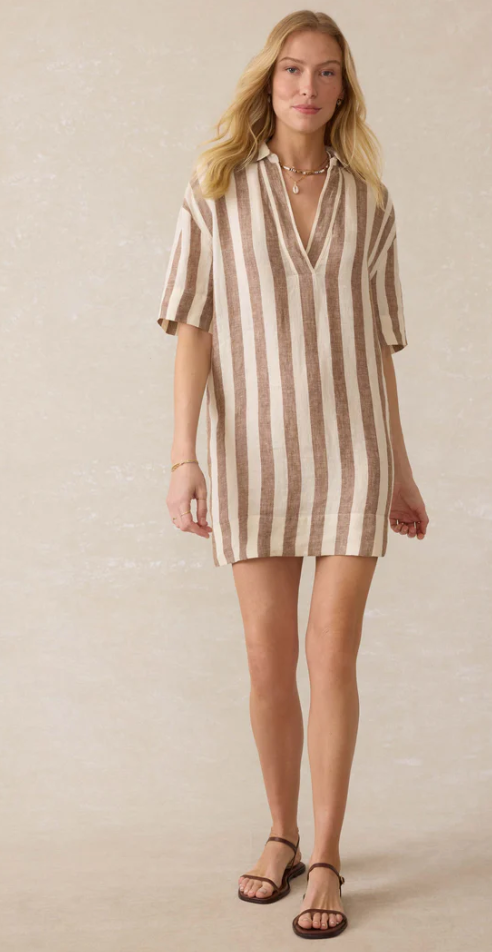 FAHERTY PALMA LINEN DARE MINI DRESS
