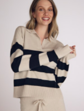 BD STRIPE PLACKET PULLOVER SWEATER