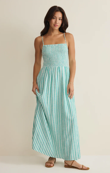 ZS BAYSIDE STRIP LINEN MAXI DRESS