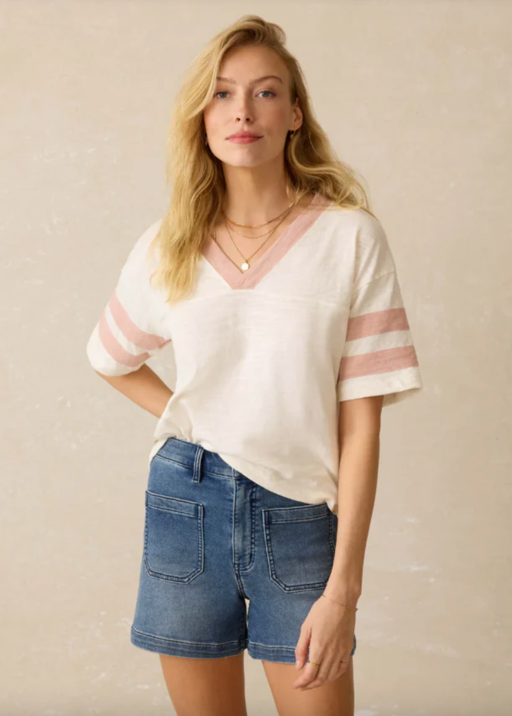 Sunwashed Slub Varsity Tee