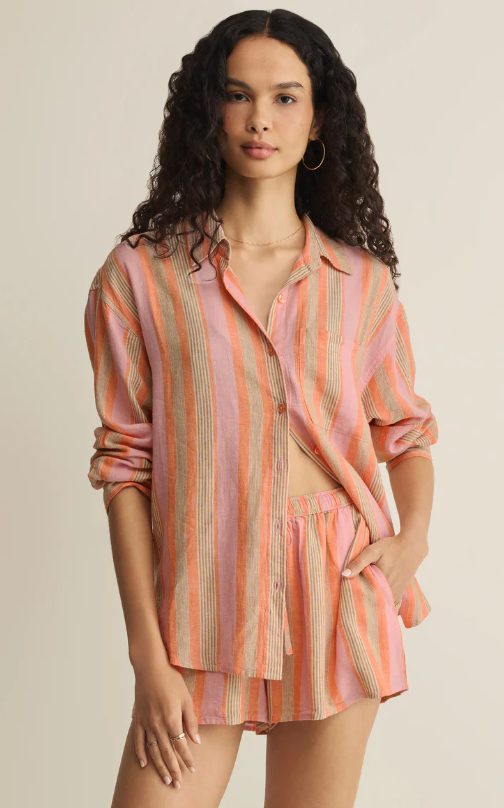 The Perfect Striped Linen Button Up