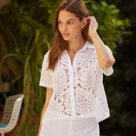Short Sleeve Contrast Button Down