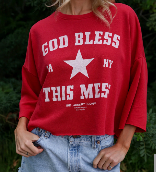 GOD BLESS CROP JUMPER
