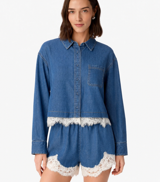 GARANCE CHAMBRAY CROPPED SHIRT