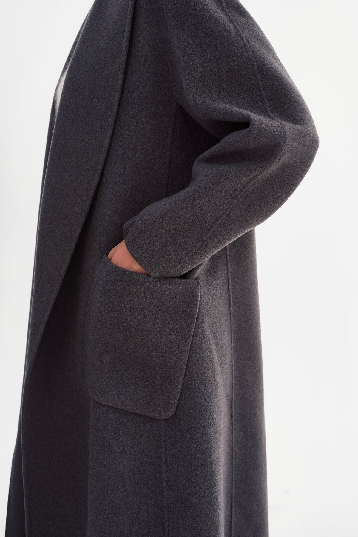 Thara Shawl Collar Wool Coat - Heather Dark Slate