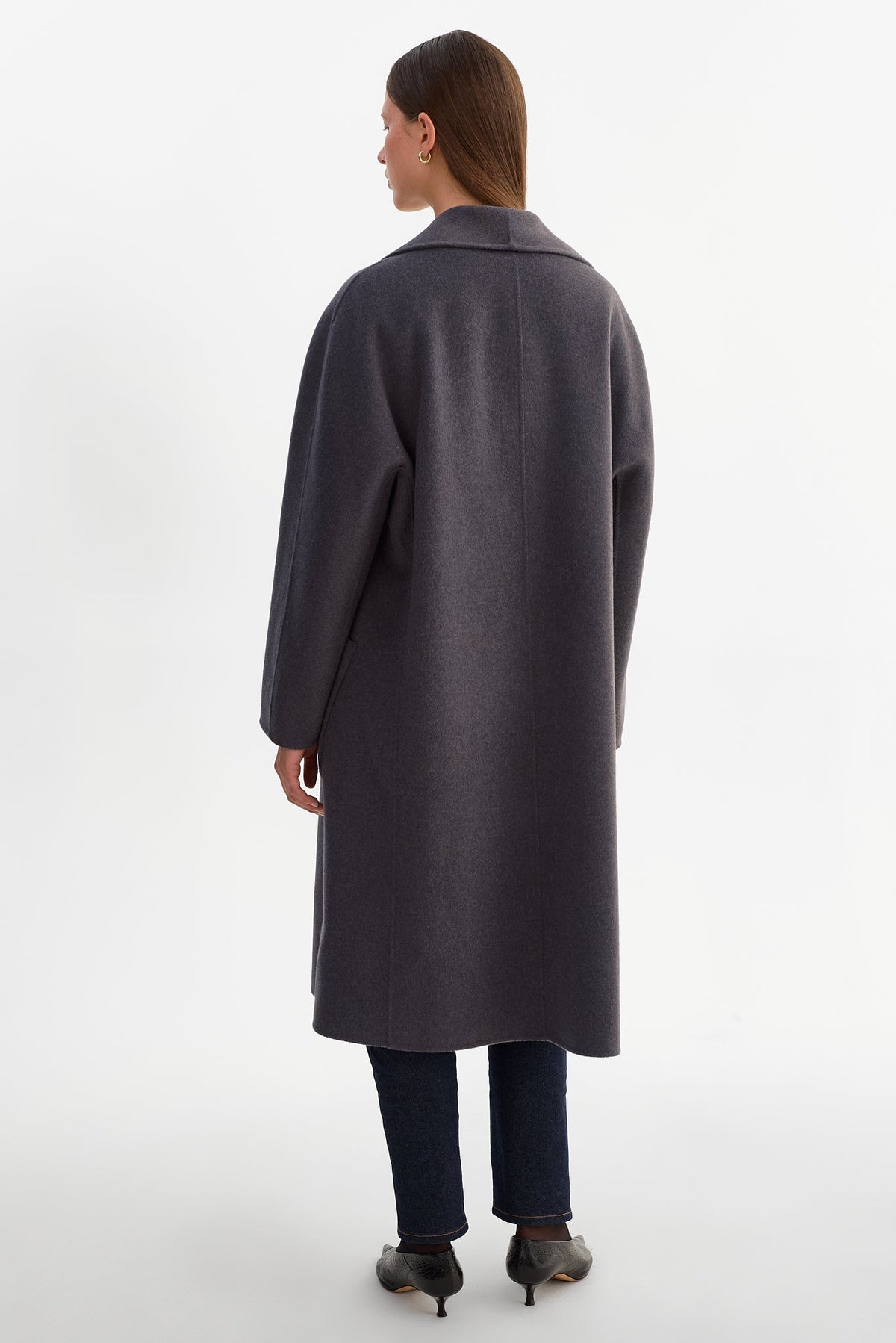 Thara Shawl Collar Wool Coat - Heather Dark Slate