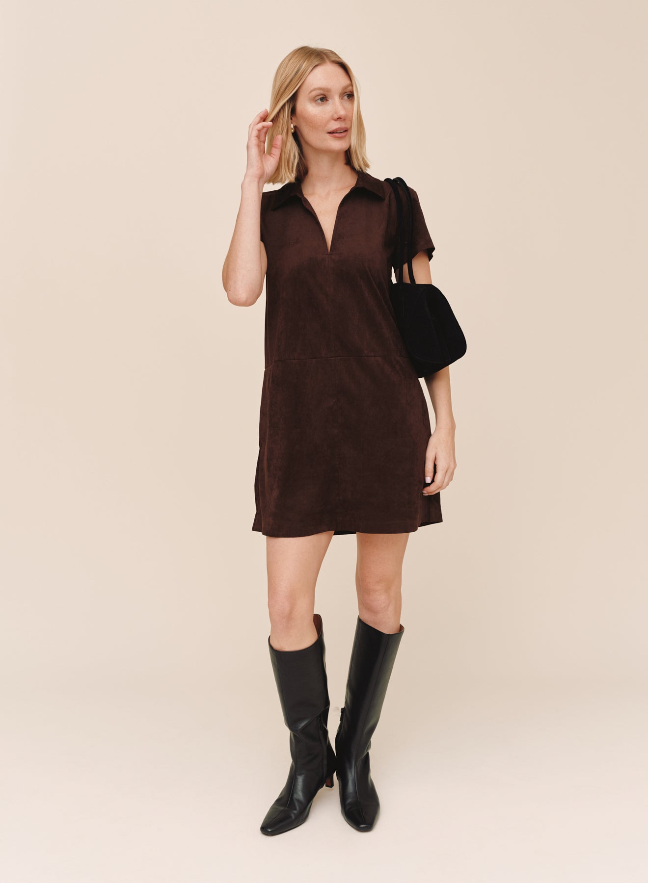 B60029-L81-300 - SHORT SLEEVE PULLOVER A-LINE DRESS