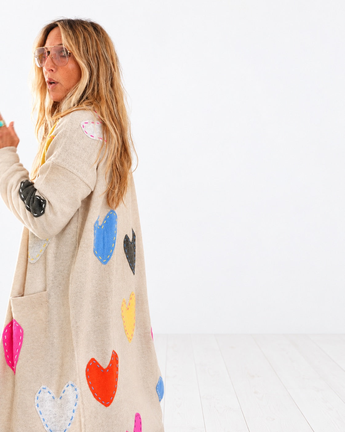 Super Duper Zero Waste Duster, heart appliqué detail